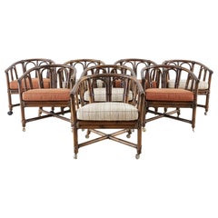 Set of Eight McGuire Bamboo Rattan Lounge Chairs