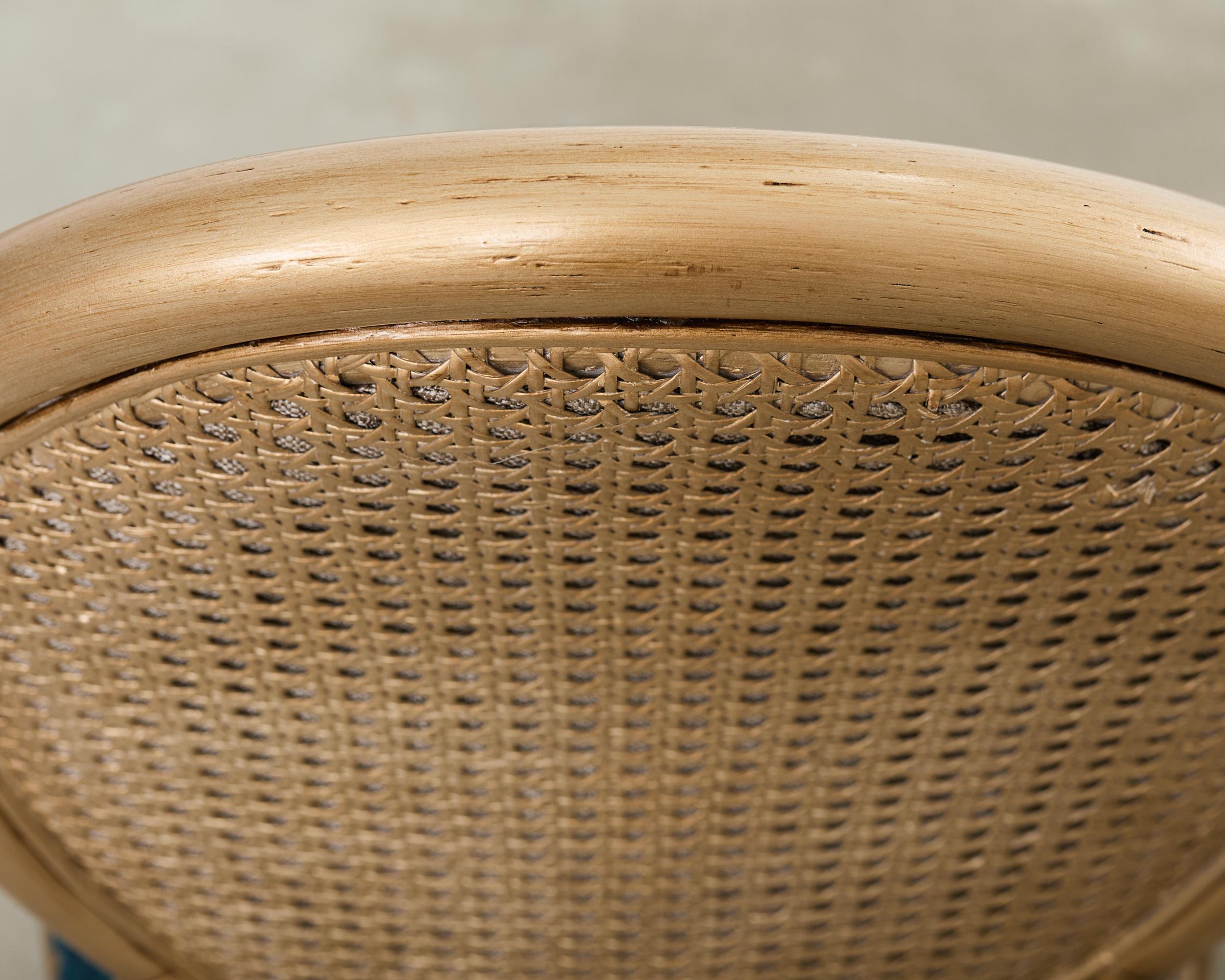 Set of Eight McGuire Gilt Rattan Caned Dining Chairs For Sale 5