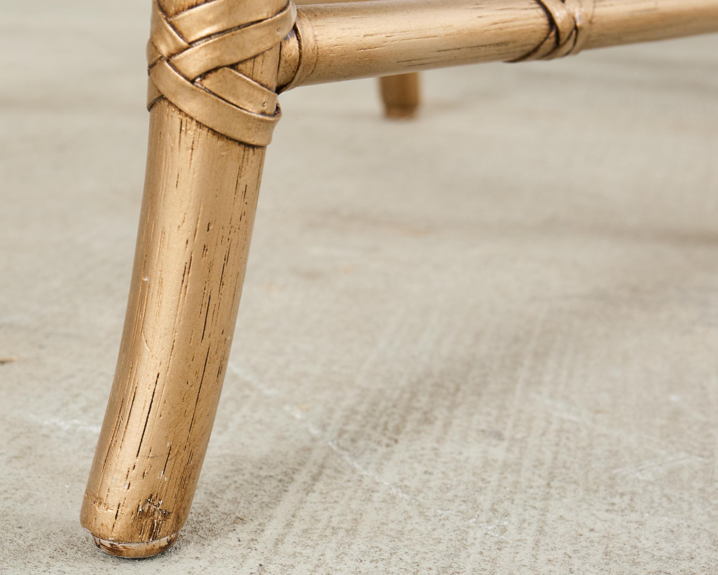 Set of Eight McGuire Gilt Rattan Caned Dining Chairs For Sale 7