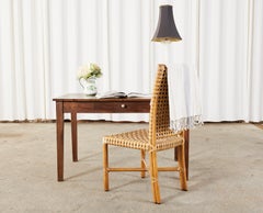 Set of Eight McGuire Laced Leather Rawhide Dining Chairs