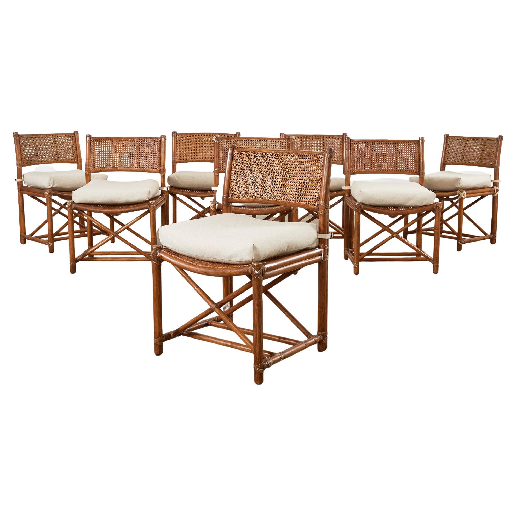 Set of Eight McGuire Organic Modern Caned Rattan Dining Chairs