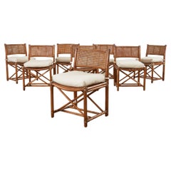 Set of Eight McGuire Organic Modern Caned Rattan Dining Chairs