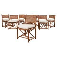 Ensemble de huit chaises à manger en rotin tressé McGuire Organic Modern