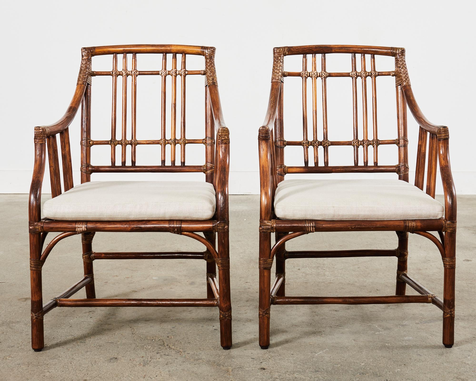 Set of Eight McGuire Organic Modern Rattan Balboa Dining Chairs In Good Condition In Rio Vista, CA
