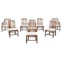 Set of Eight McGuire Organic Modern Rattan Balboa Dining Chairs