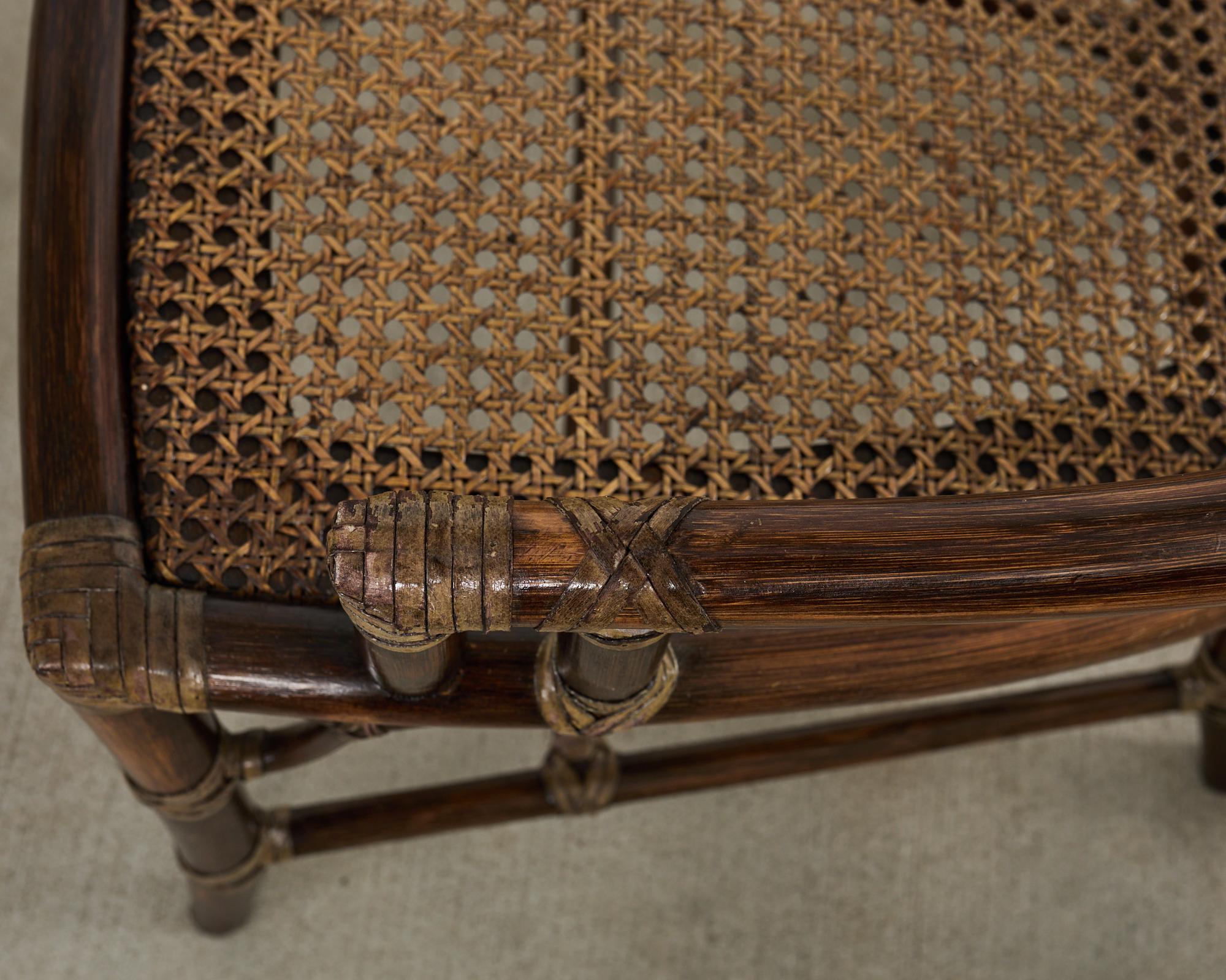 Set of Eight McGuire Organic Modern Rattan Cane Dining Armchairs 4