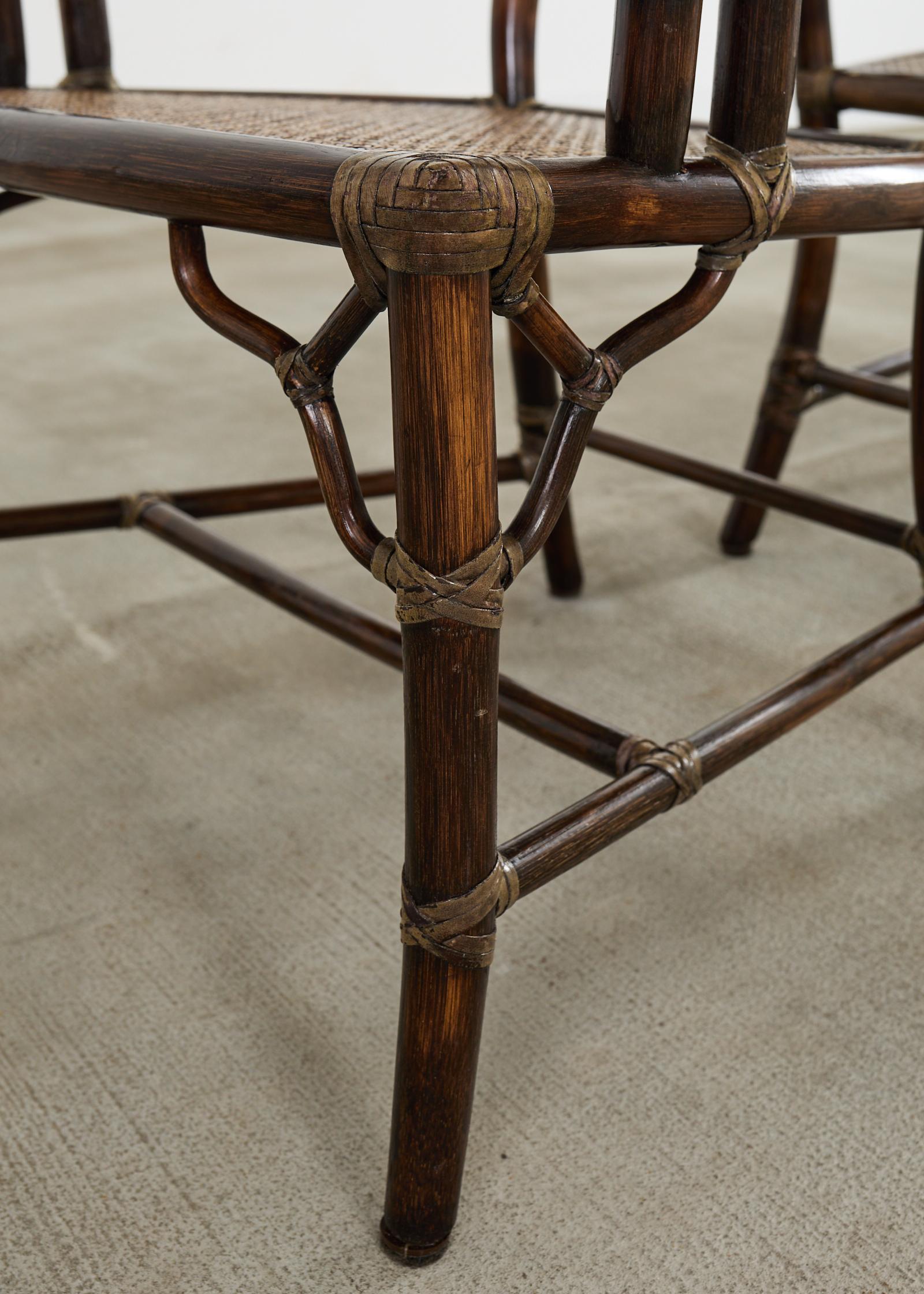 Set of Eight McGuire Organic Modern Rattan Cane Dining Armchairs 5