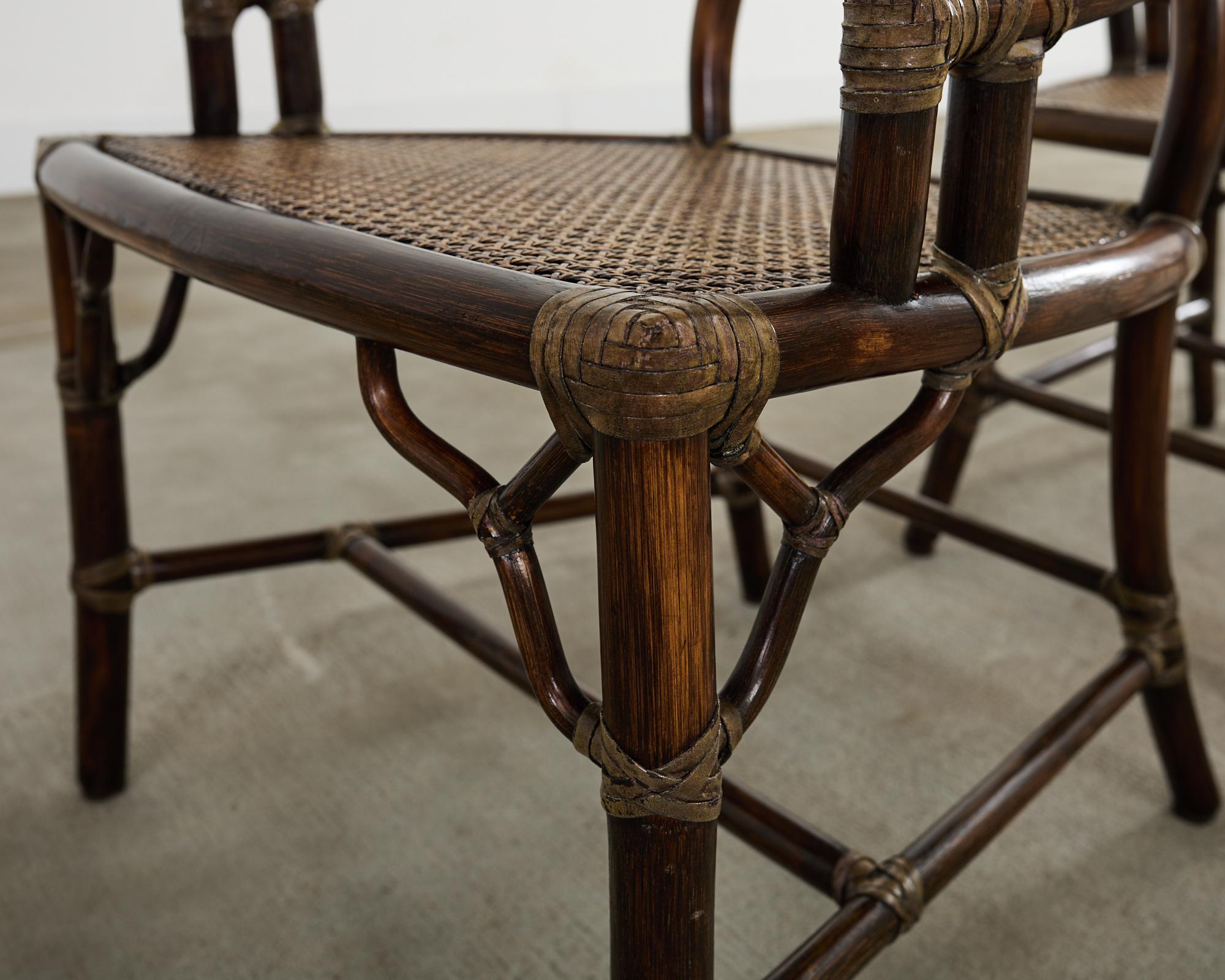 Set of Eight McGuire Organic Modern Rattan Cane Dining Armchairs 6