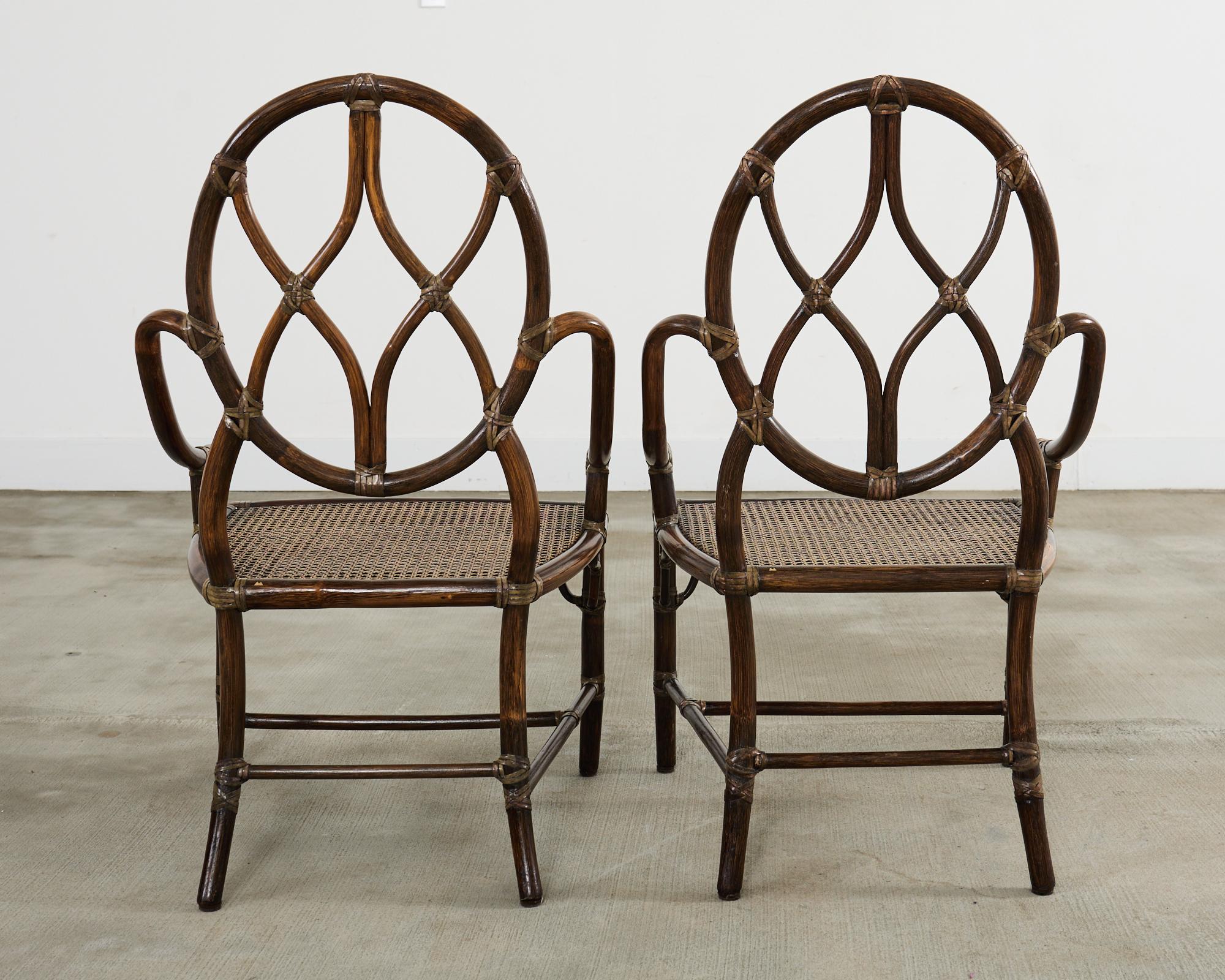 Set of Eight McGuire Organic Modern Rattan Cane Dining Armchairs 7