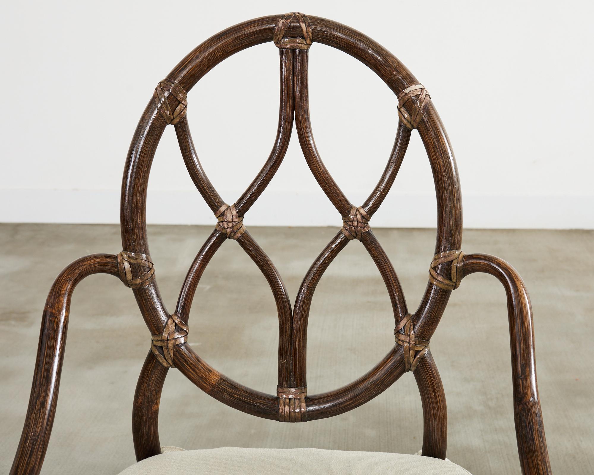 Set of Eight McGuire Organic Modern Rattan Cane Dining Armchairs 9