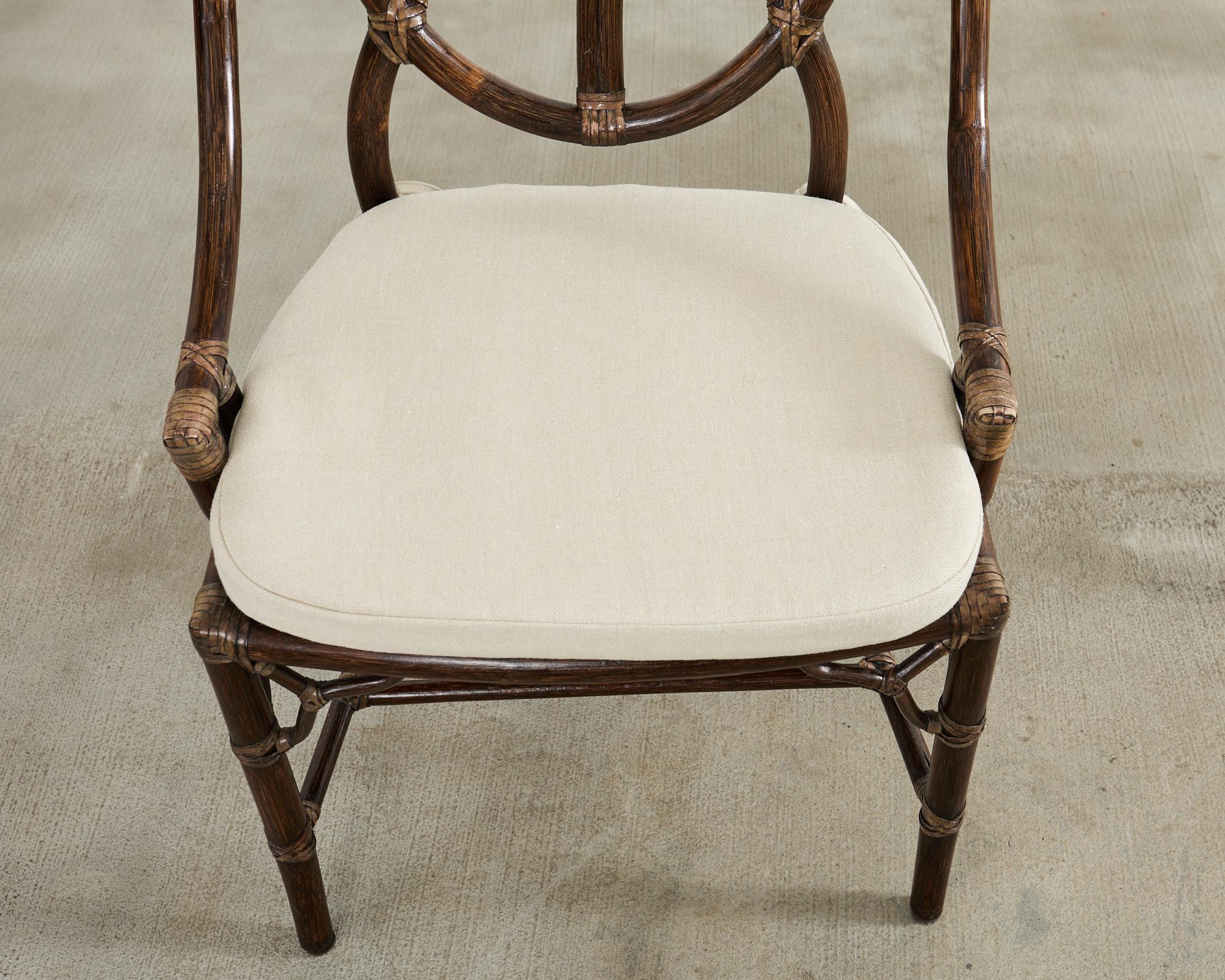Set of Eight McGuire Organic Modern Rattan Cane Dining Armchairs 10