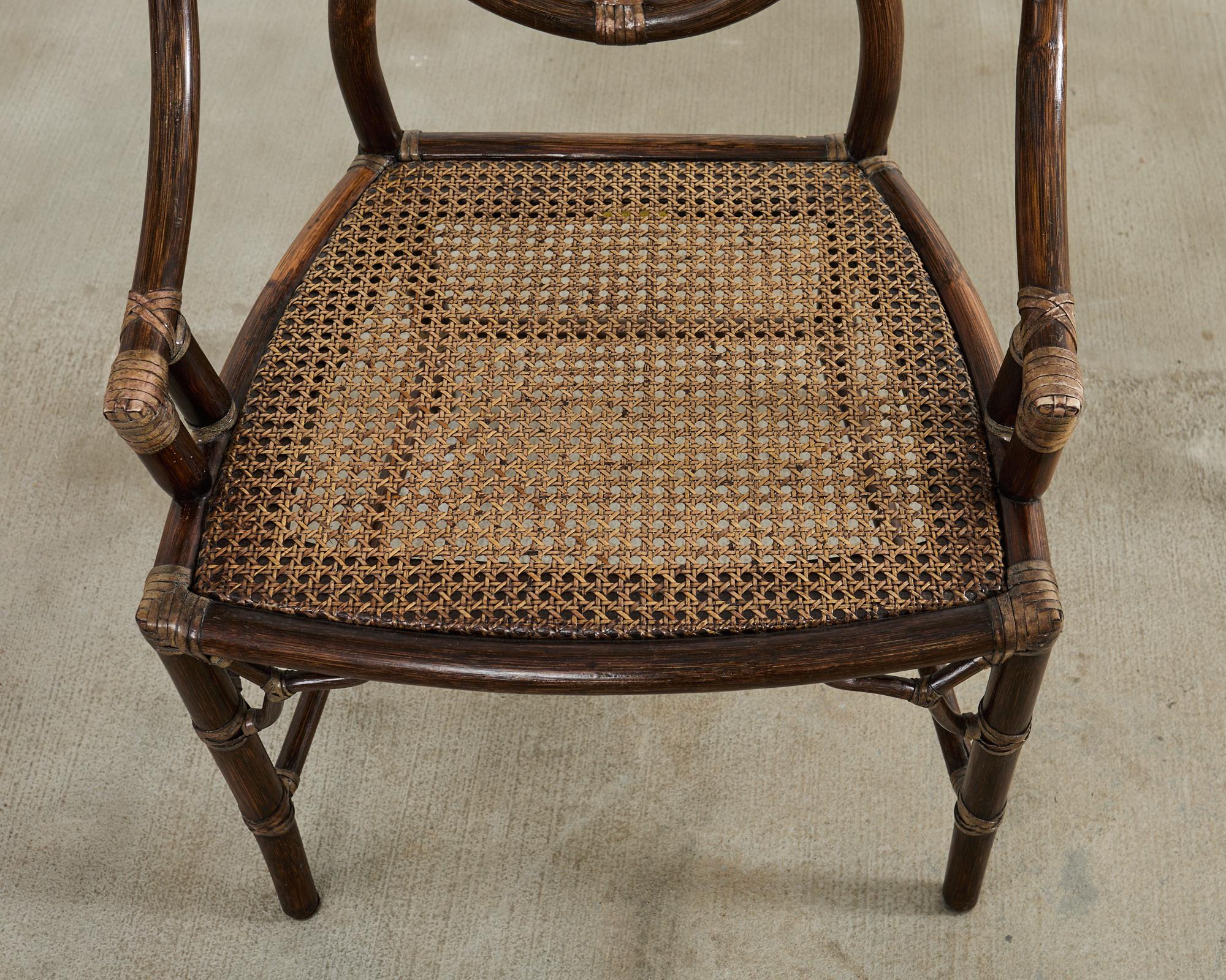 Set of Eight McGuire Organic Modern Rattan Cane Dining Armchairs 11