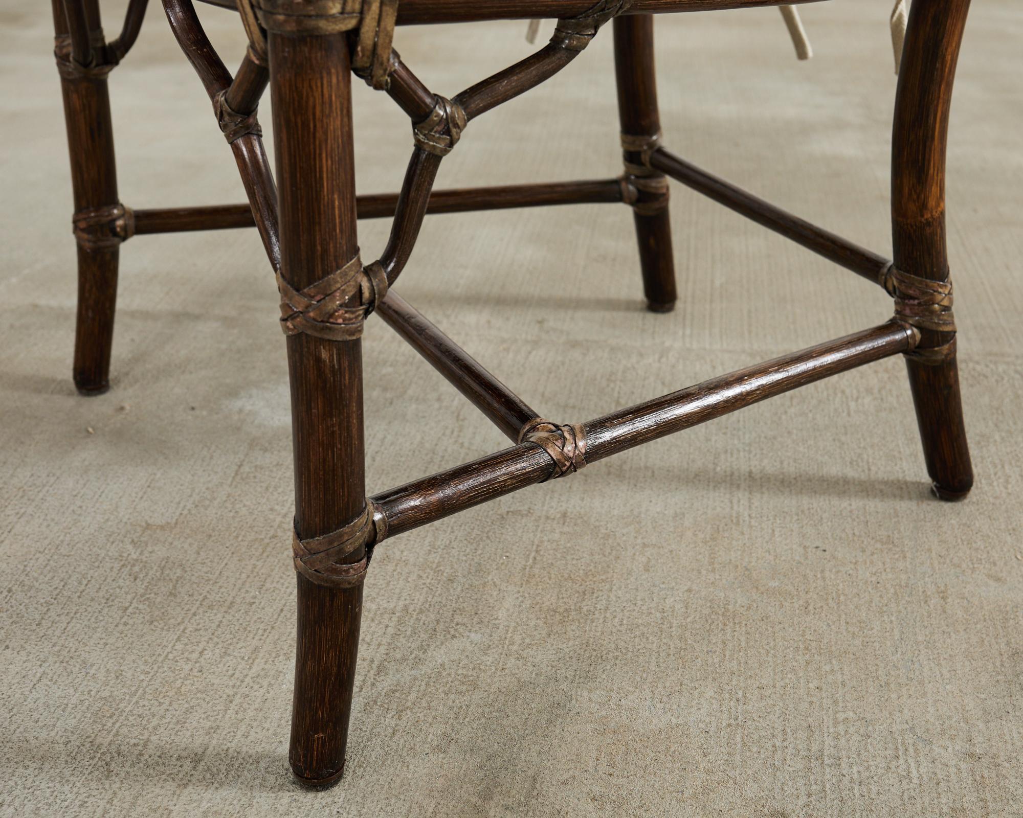 Set of Eight McGuire Organic Modern Rattan Cane Dining Armchairs 12