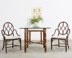 Set of Eight McGuire Organic Modern Rattan Cane Dining Armchairs