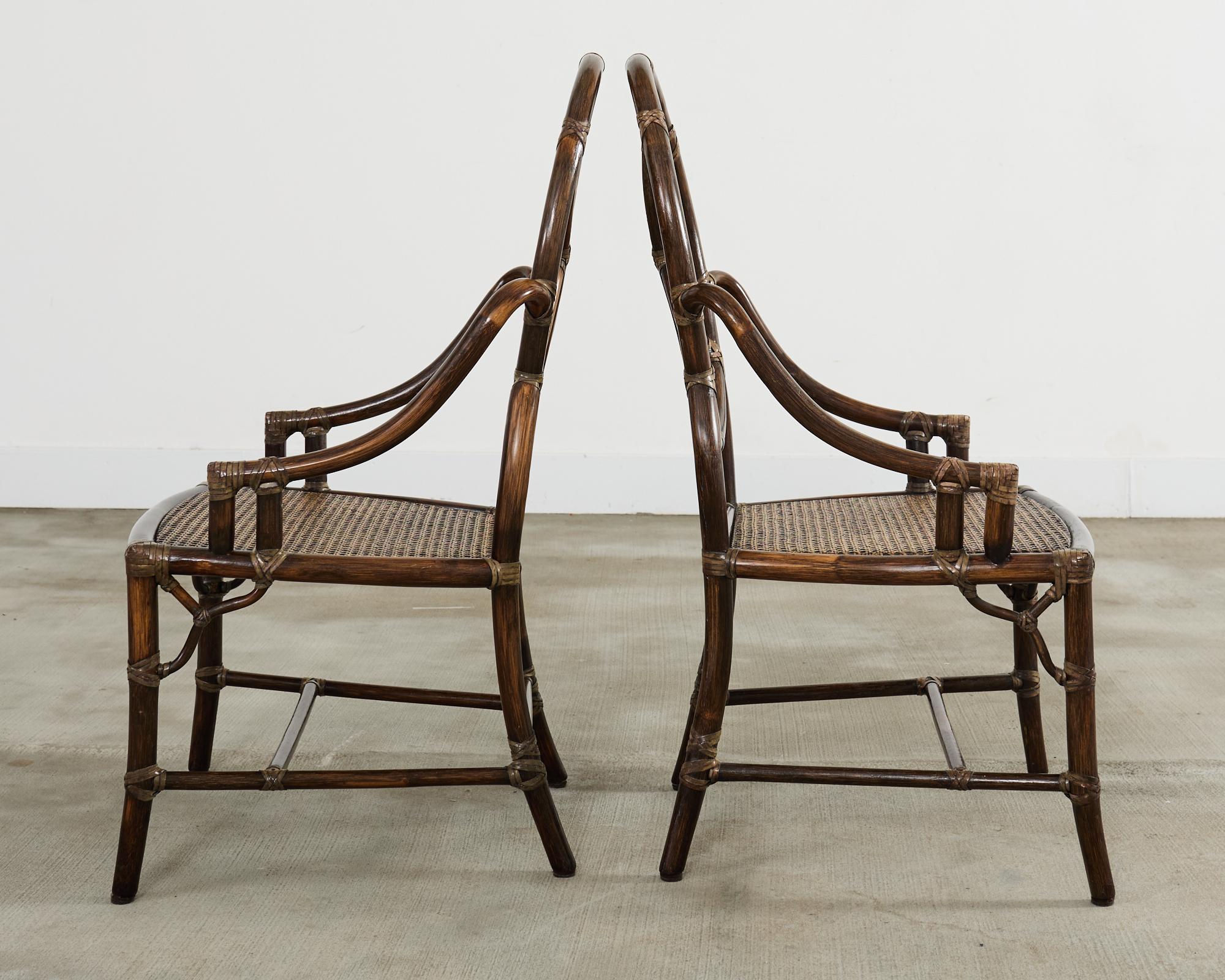 Set of Eight McGuire Organic Modern Rattan Cane Dining Armchairs 1