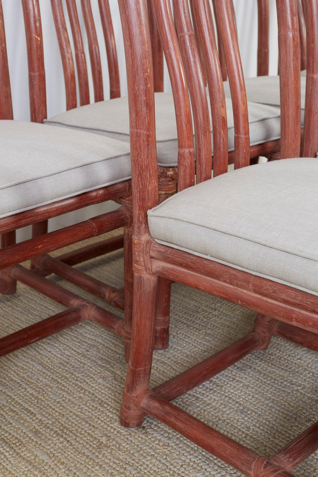 Set of Eight McGuire Organic Modern Rattan Dining Chairs 1