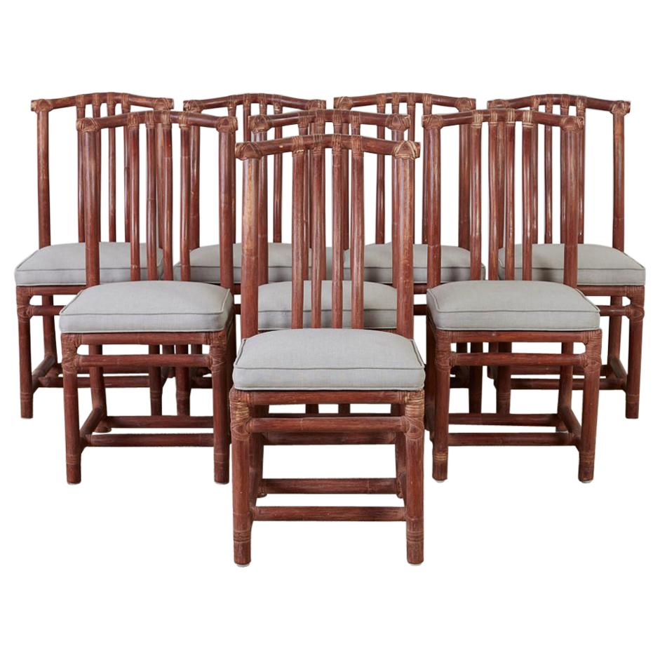 Set of Eight McGuire Organic Modern Rattan Dining Chairs