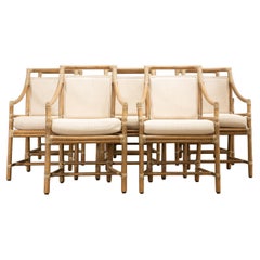Set of Eight McGuire Organic Modern Rattan Target Dining Armchairs
