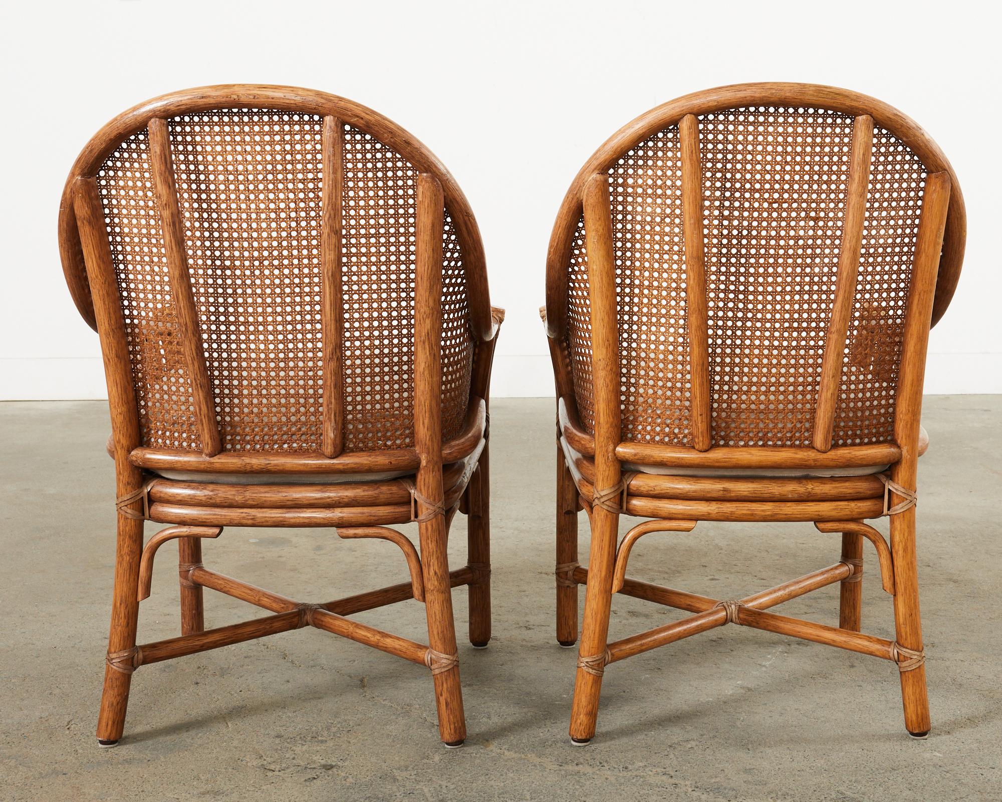Set of Eight McGuire Rattan Cane Barrel Dining Chairs  5