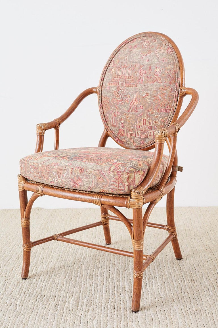 Set of Eight McGuire Rattan Chinoiserie Dining Armchairs ...