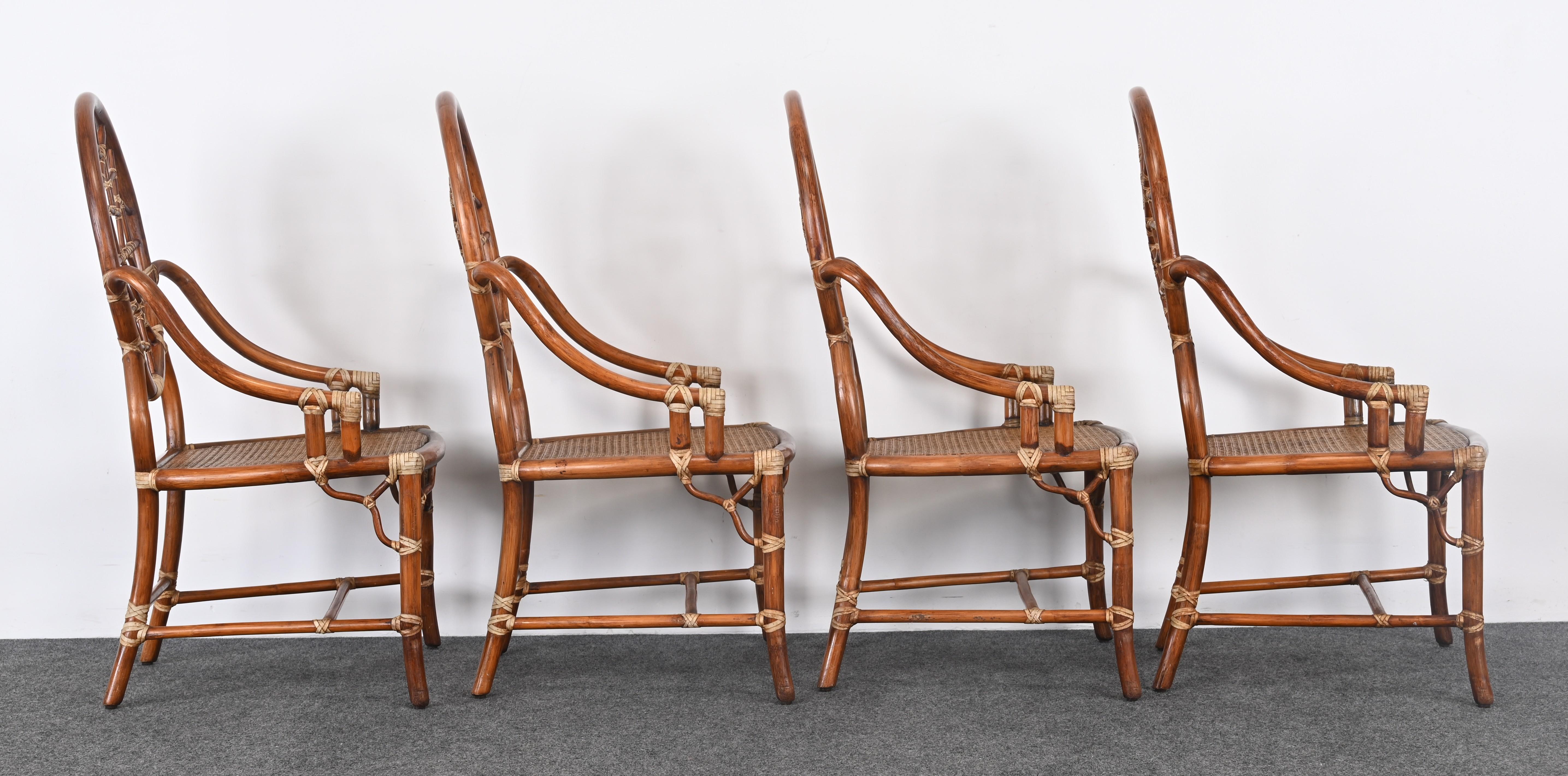 Set di otto sedie da pranzo in rattan 