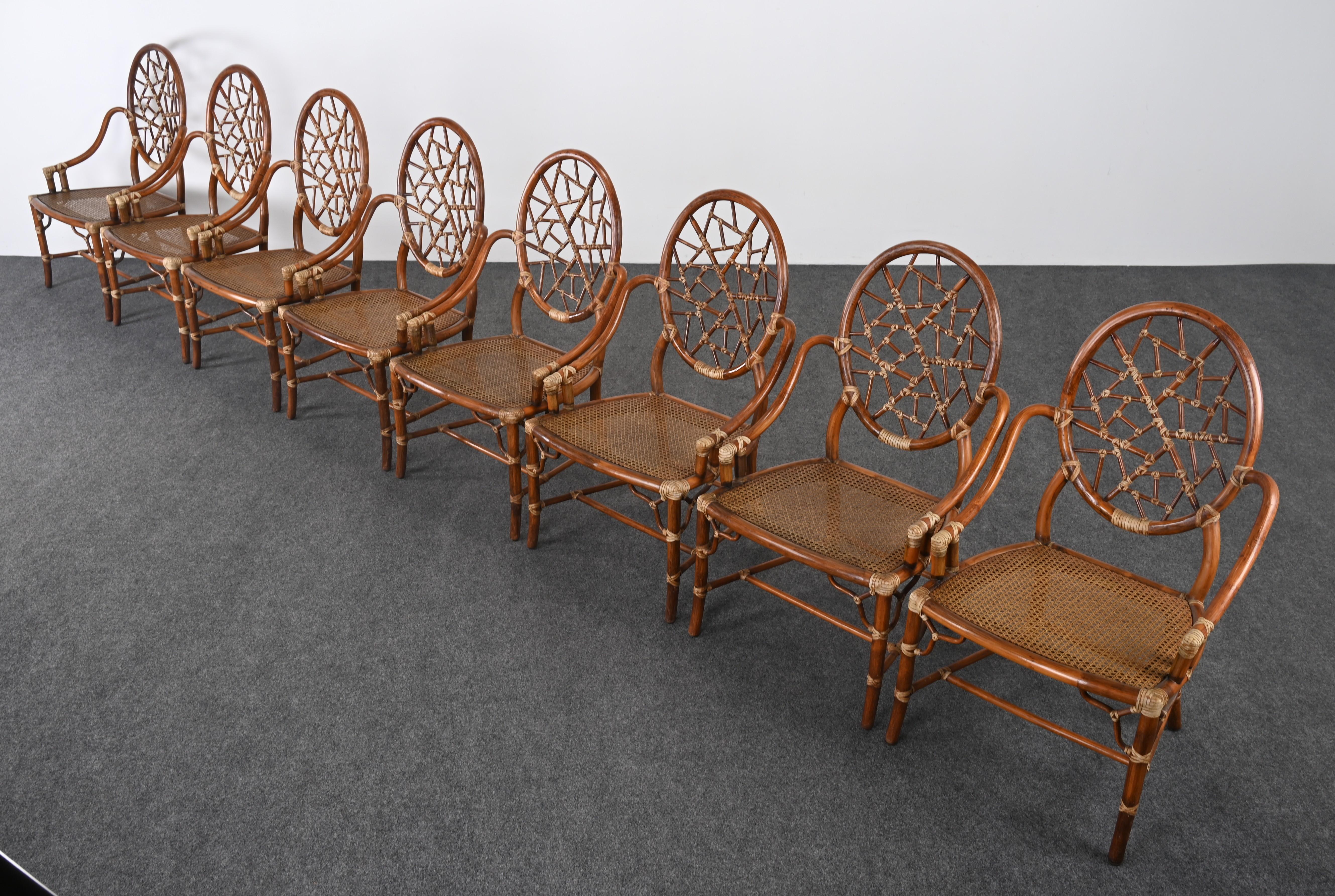 Americano Set di otto sedie da pranzo in rattan 