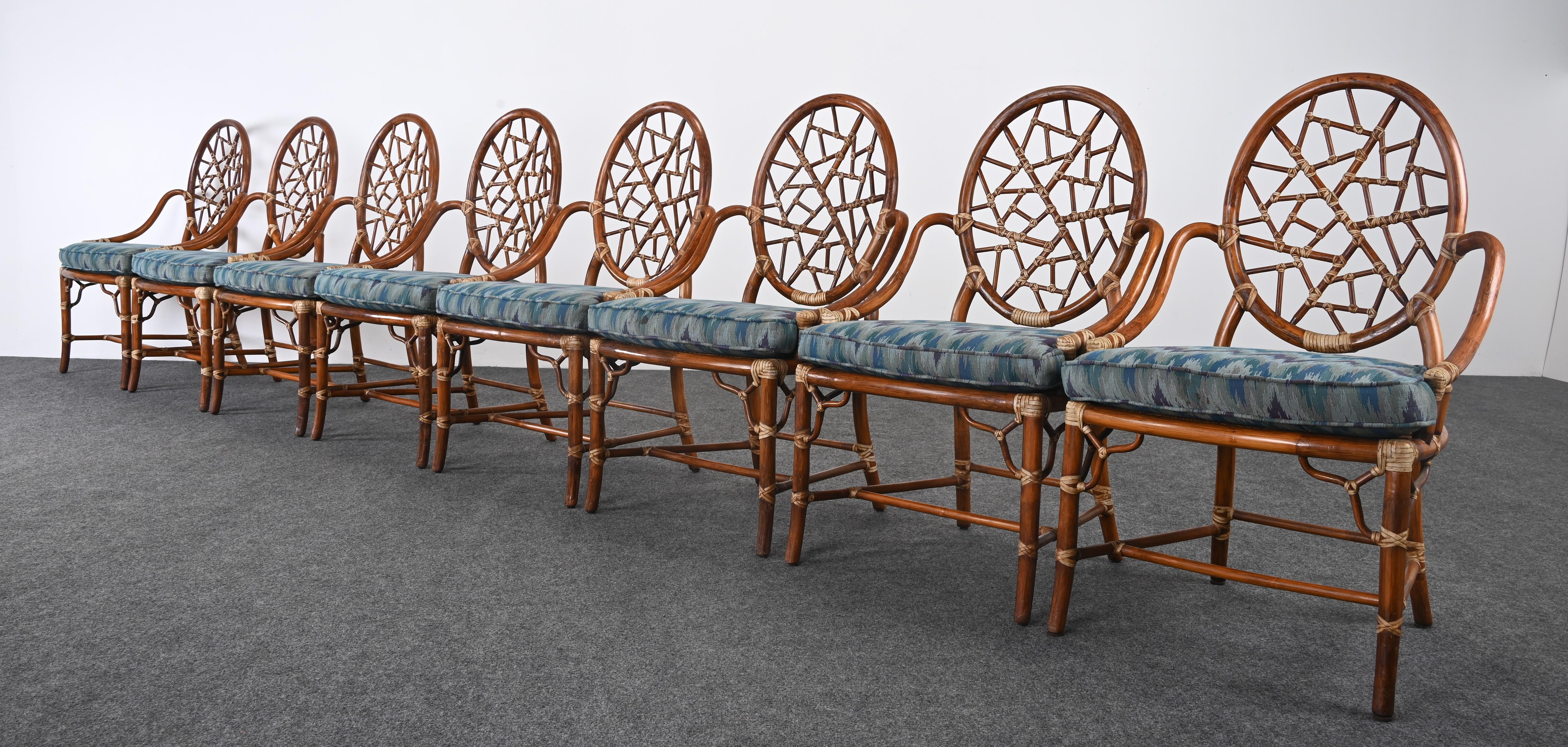 Fatto a mano Set di otto sedie da pranzo in rattan 