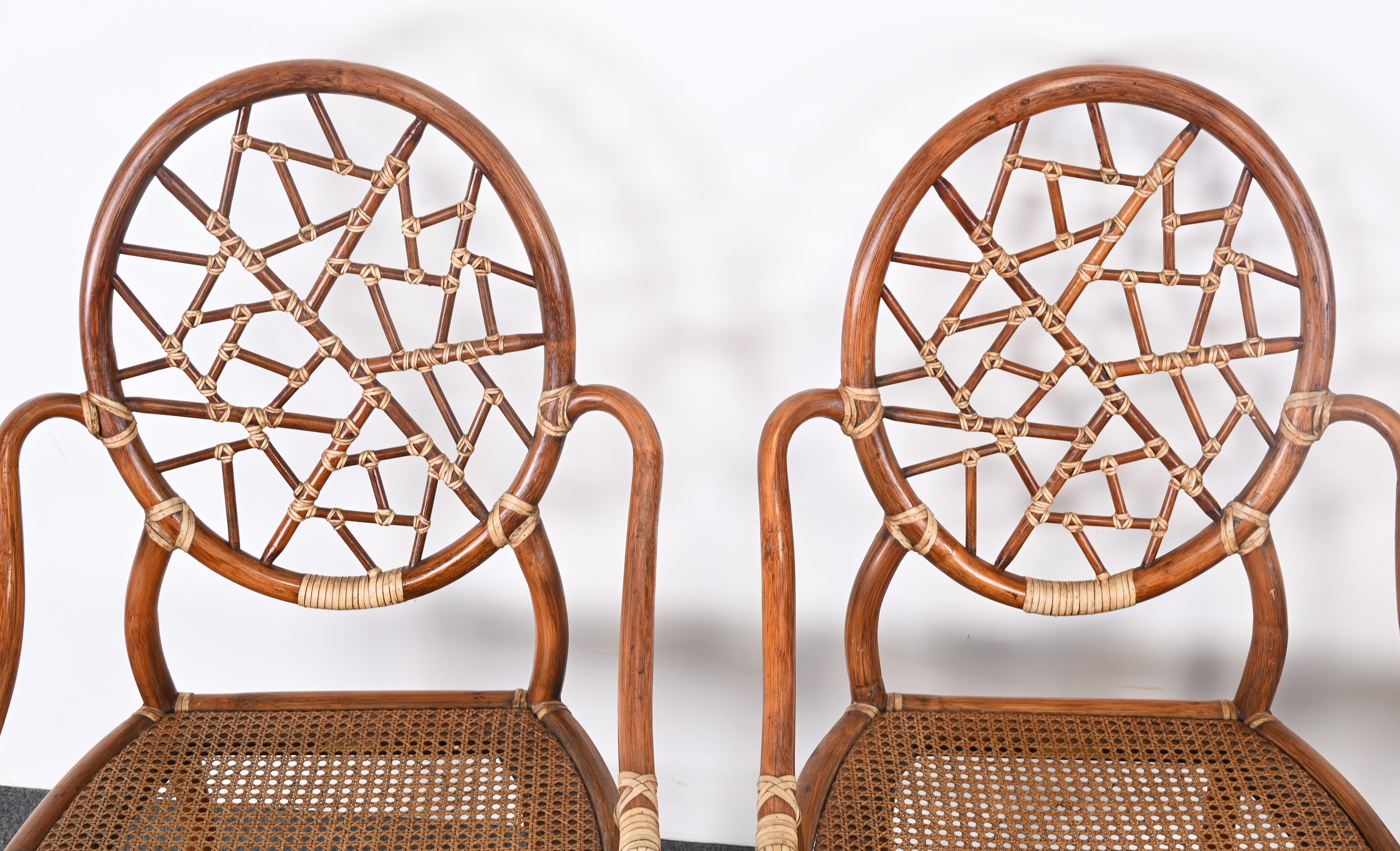 Pelle Set di otto sedie da pranzo in rattan 
