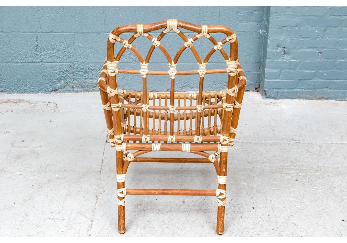 Fabric Set Of Eight McGuire Rattan Dining Chairs Including 2 Arm & 6 Side Chairs