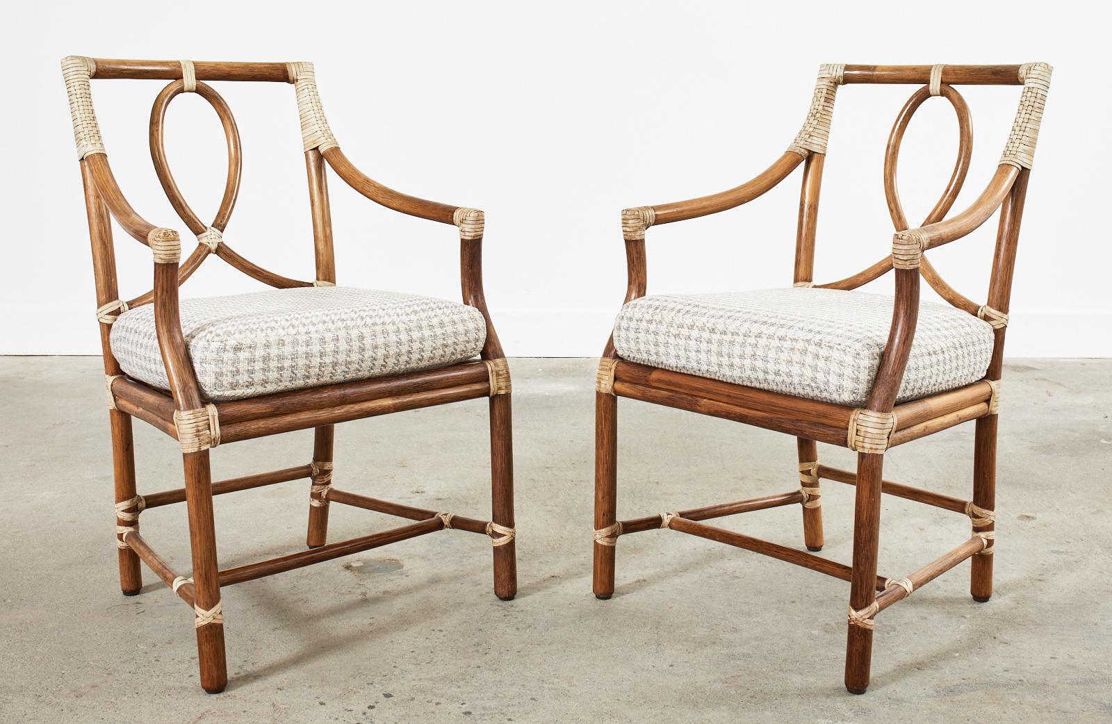 20th Century Set of Eight McGuire Rattan Loop Back Dining Chairs