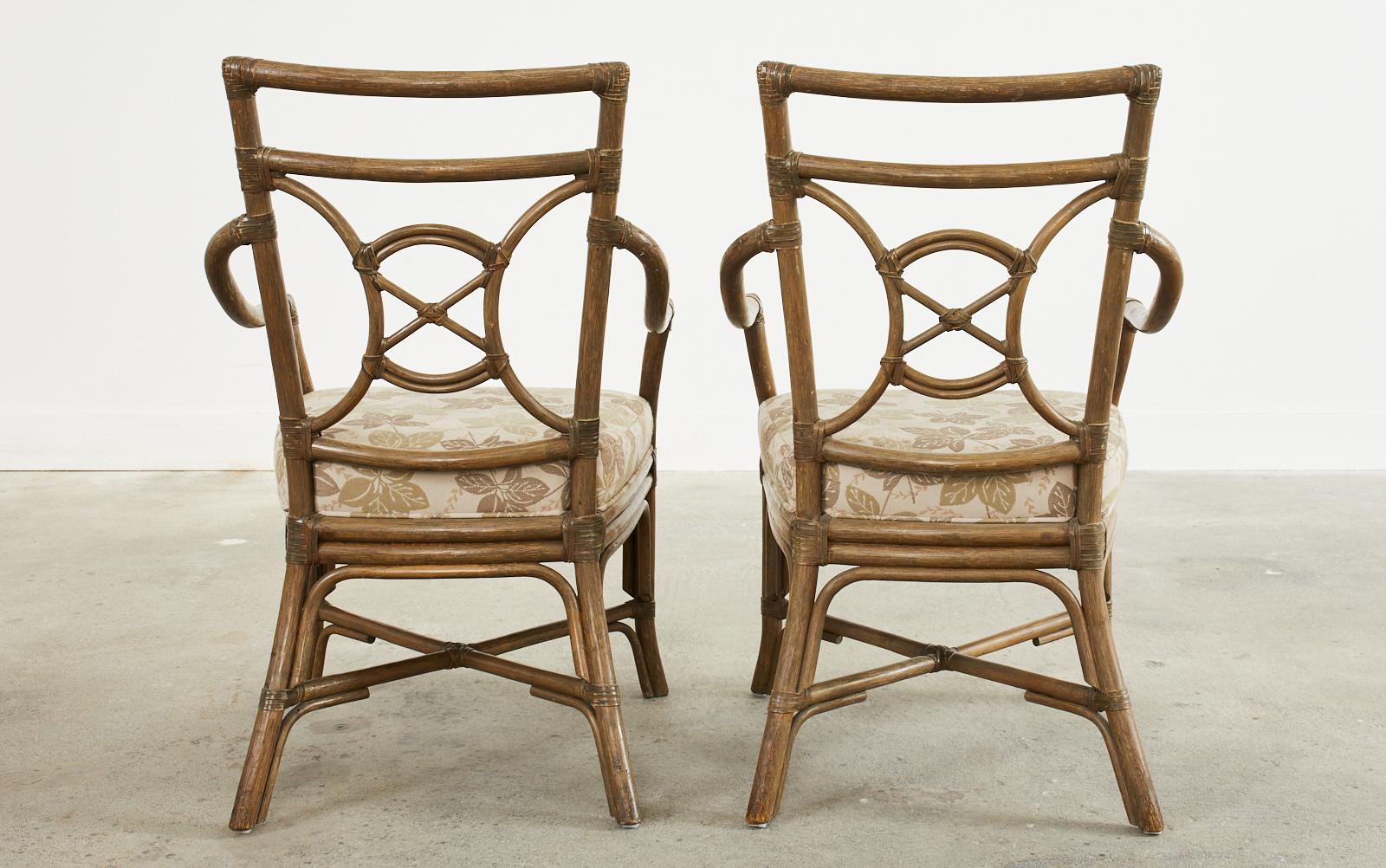 Set of Eight McGuire Style Rattan Target Dining Armchairs 10