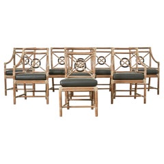 Set of Eight McGuire Target Design Leather Dining Chairs
