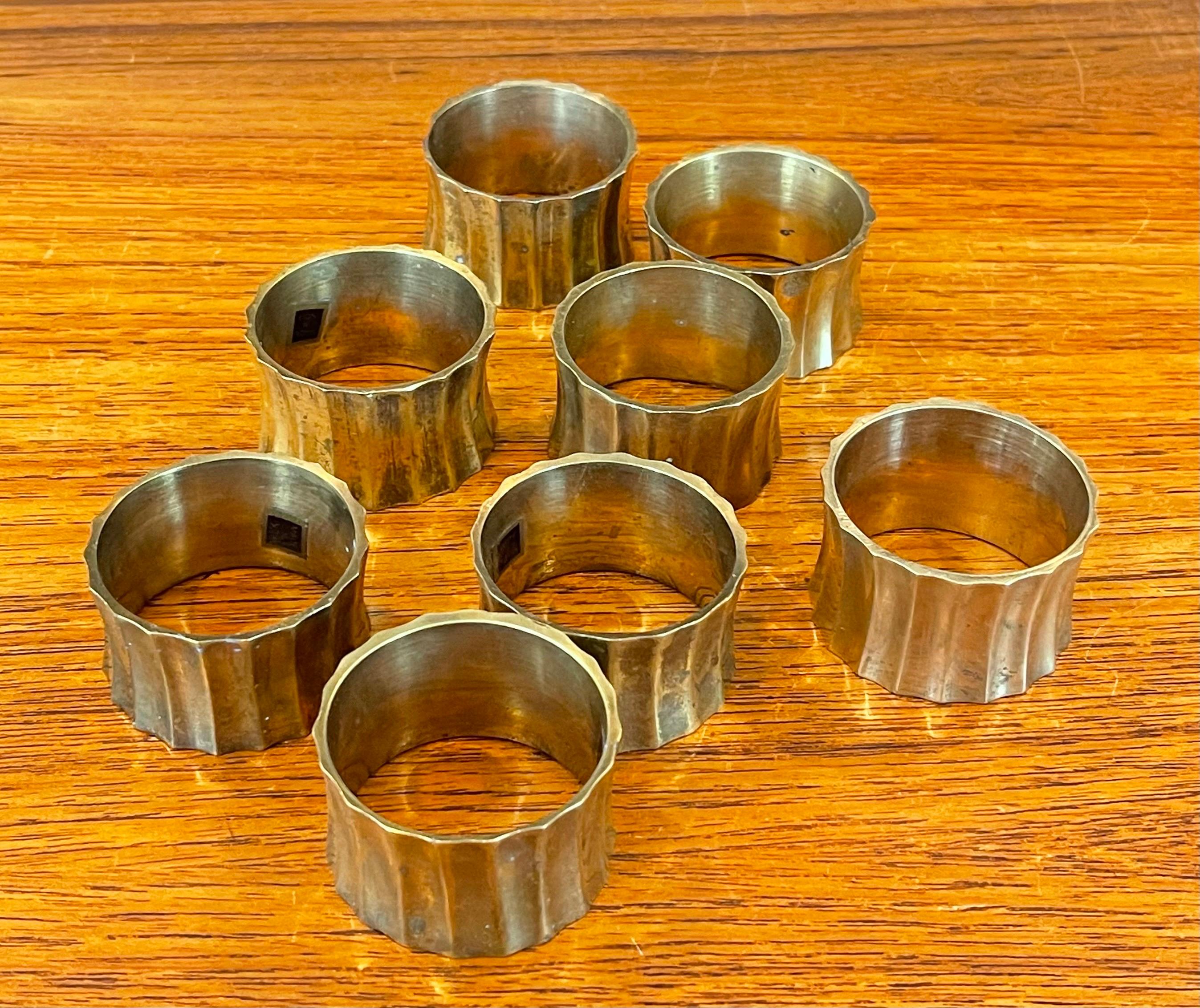 Set of Eight MCM Brass Napkin Rings For Sale 7