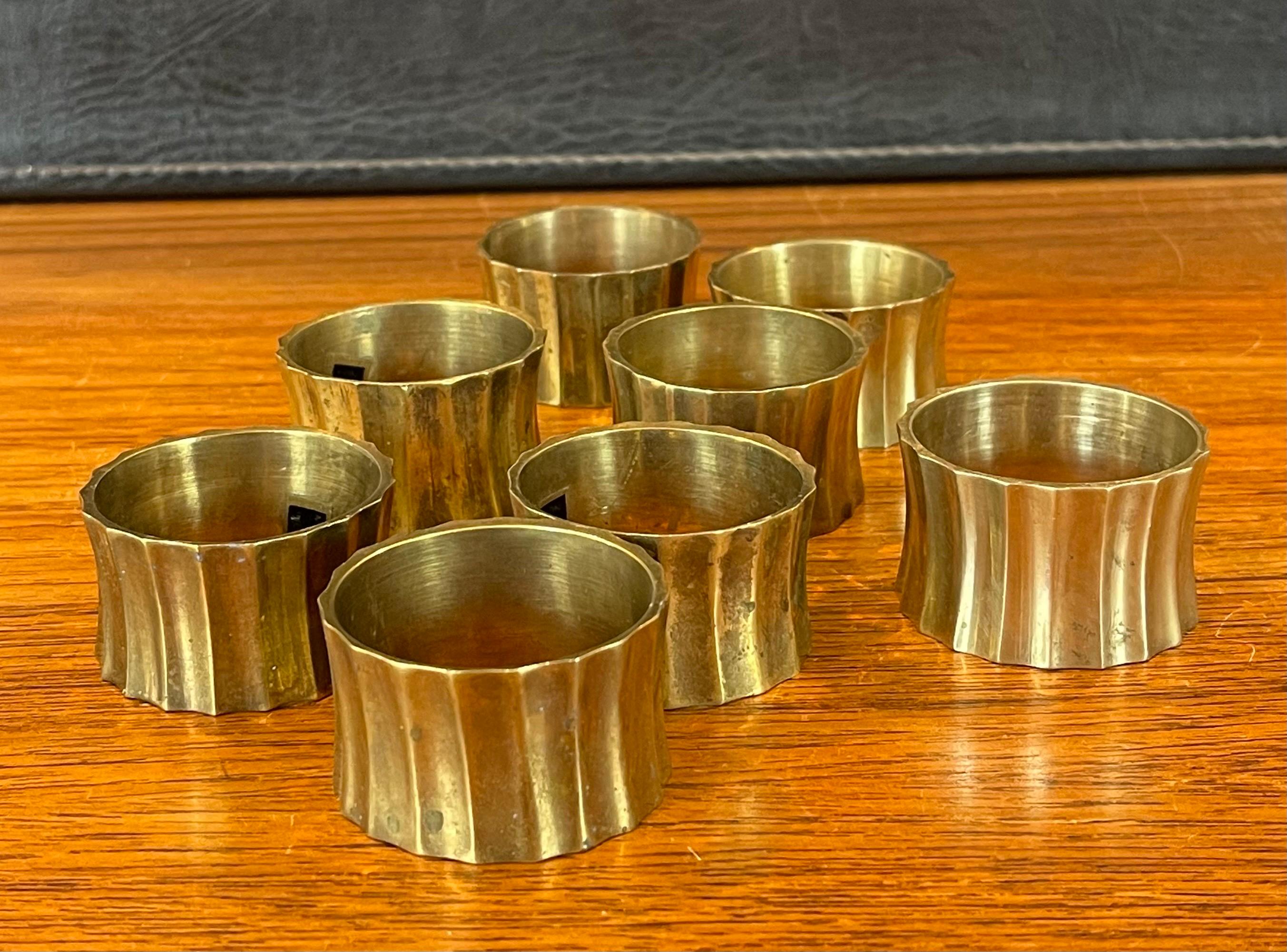 Set of Eight MCM Brass Napkin Rings For Sale 8