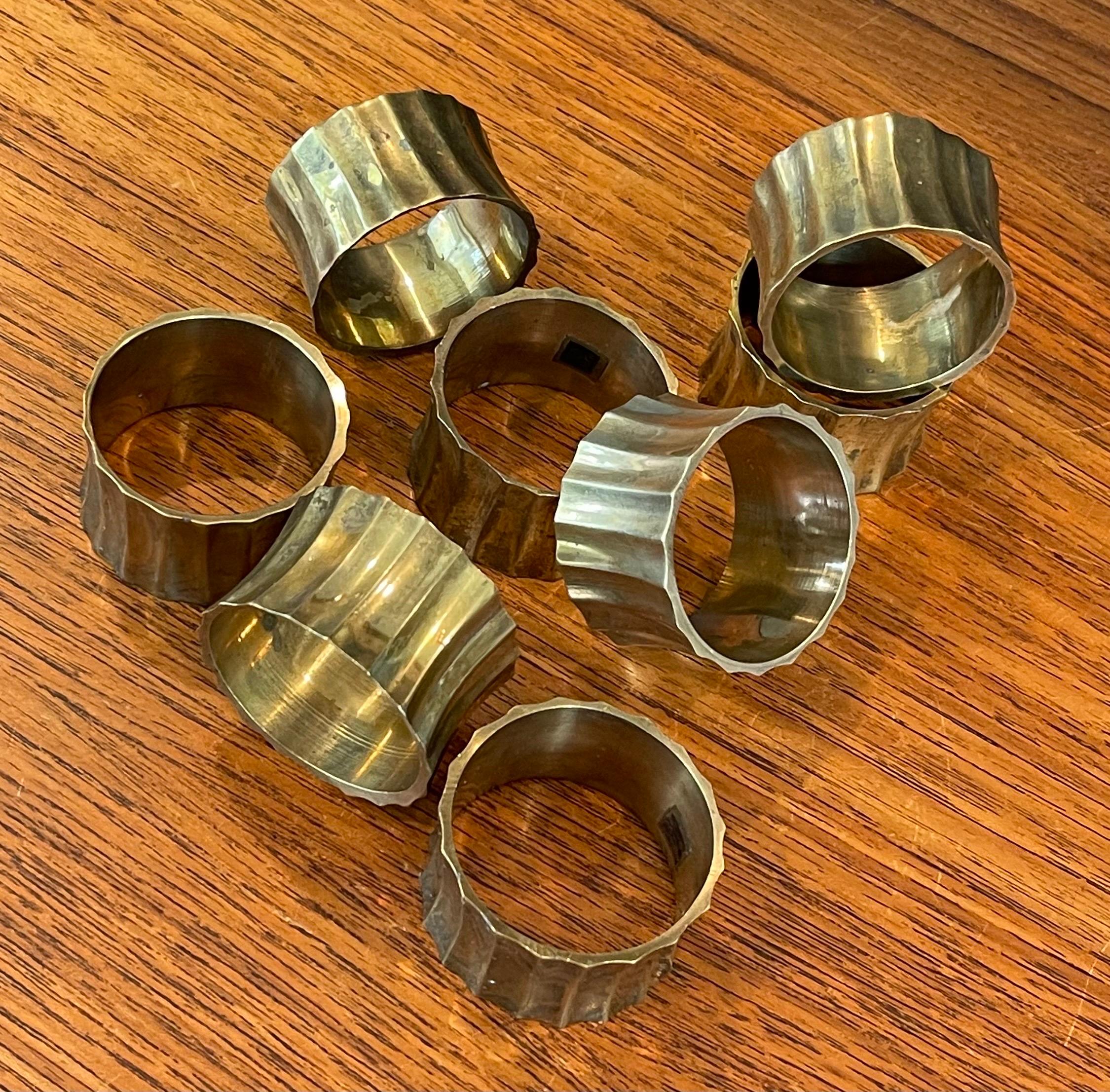 Set of Eight MCM Brass Napkin Rings For Sale 1