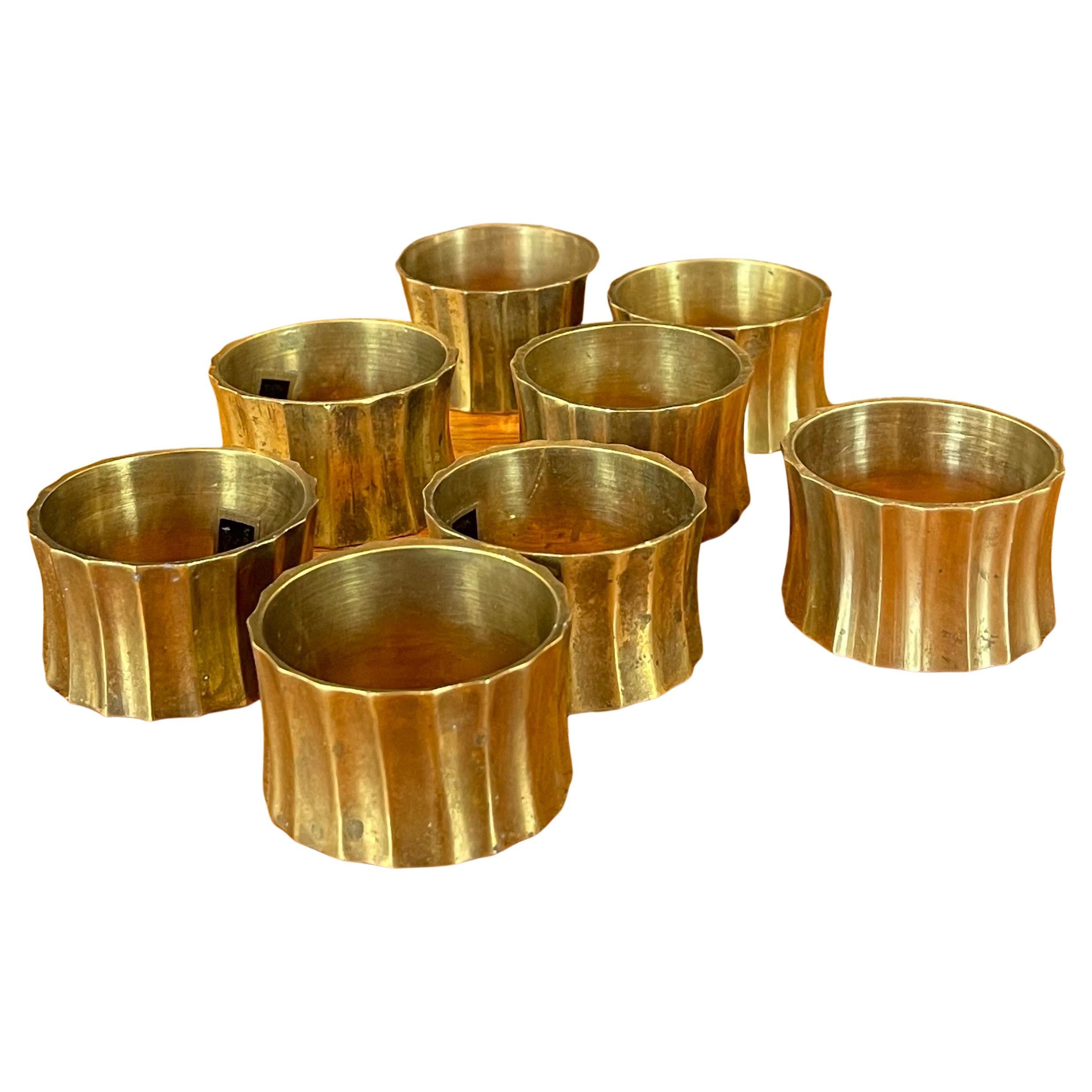 Set of Eight MCM Brass Napkin Rings For Sale