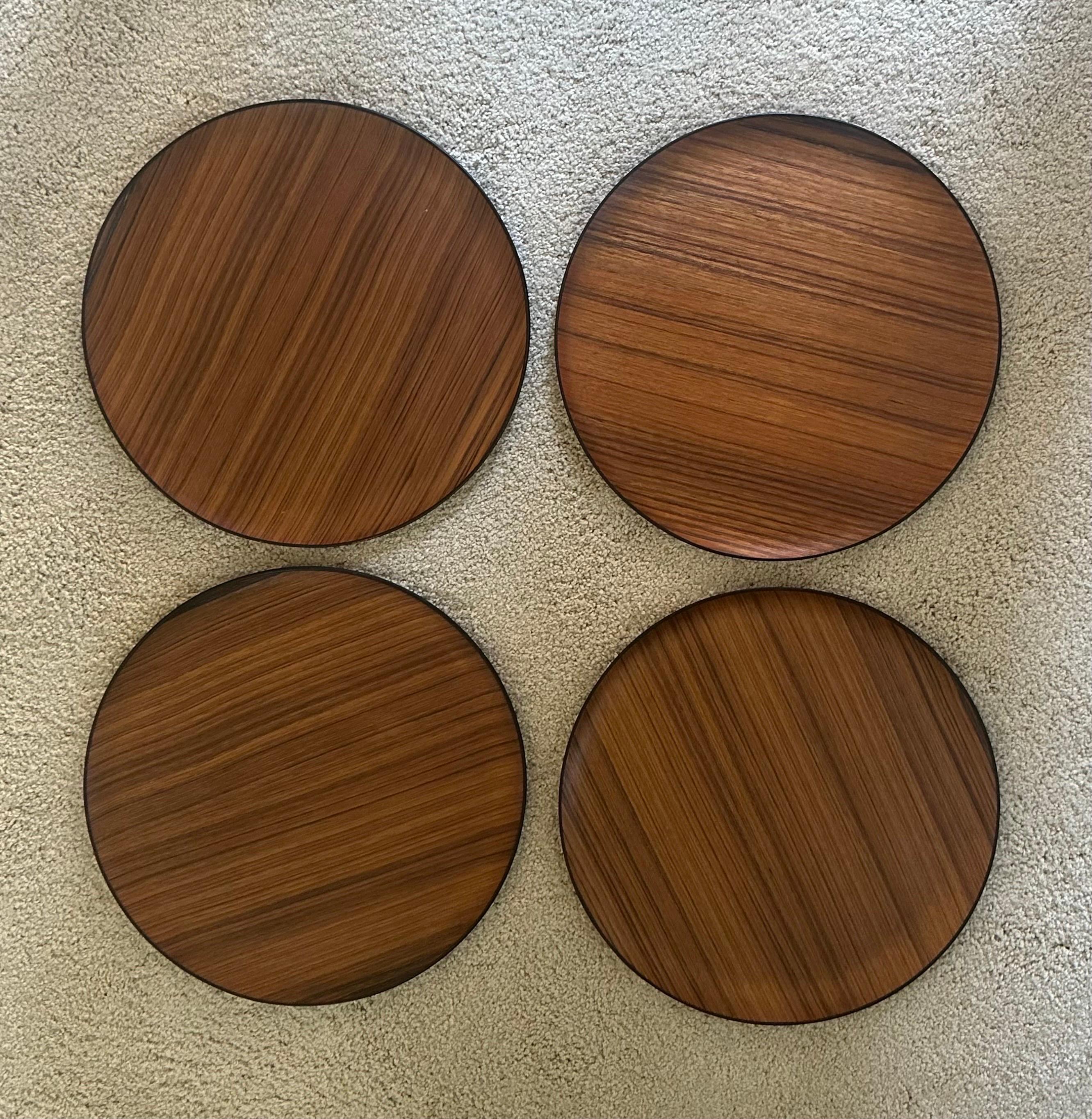 Set of Eight MCM Japanese Teak Plates / Chargers by OMC For Sale 1