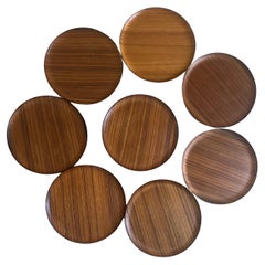 Set of Eight MCM Japanese Teak Plates / Chargers by OMC