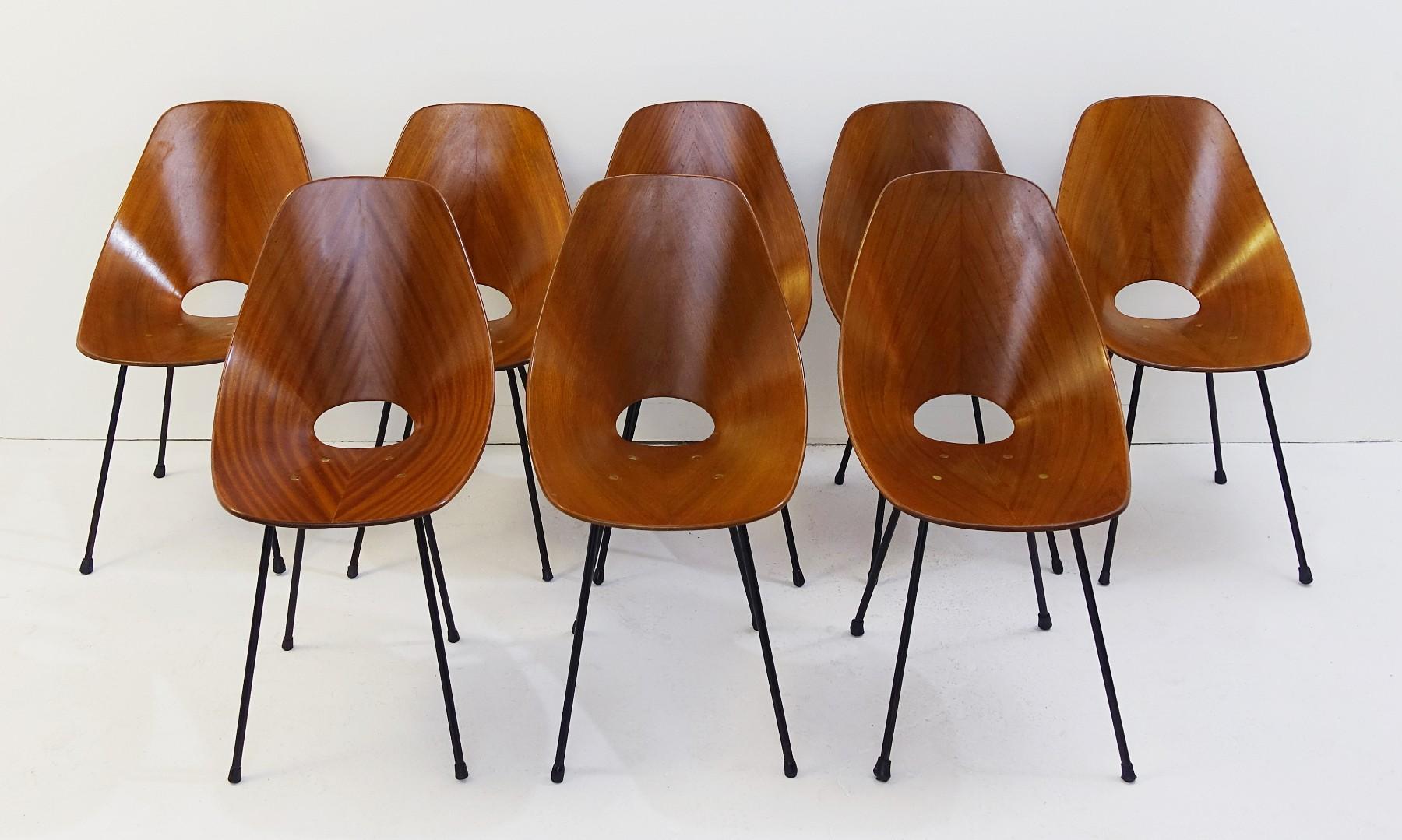 Set of eight Medea chairs by Vittorio Nobili for Fratelli Tagliabue, Italy, 1955.