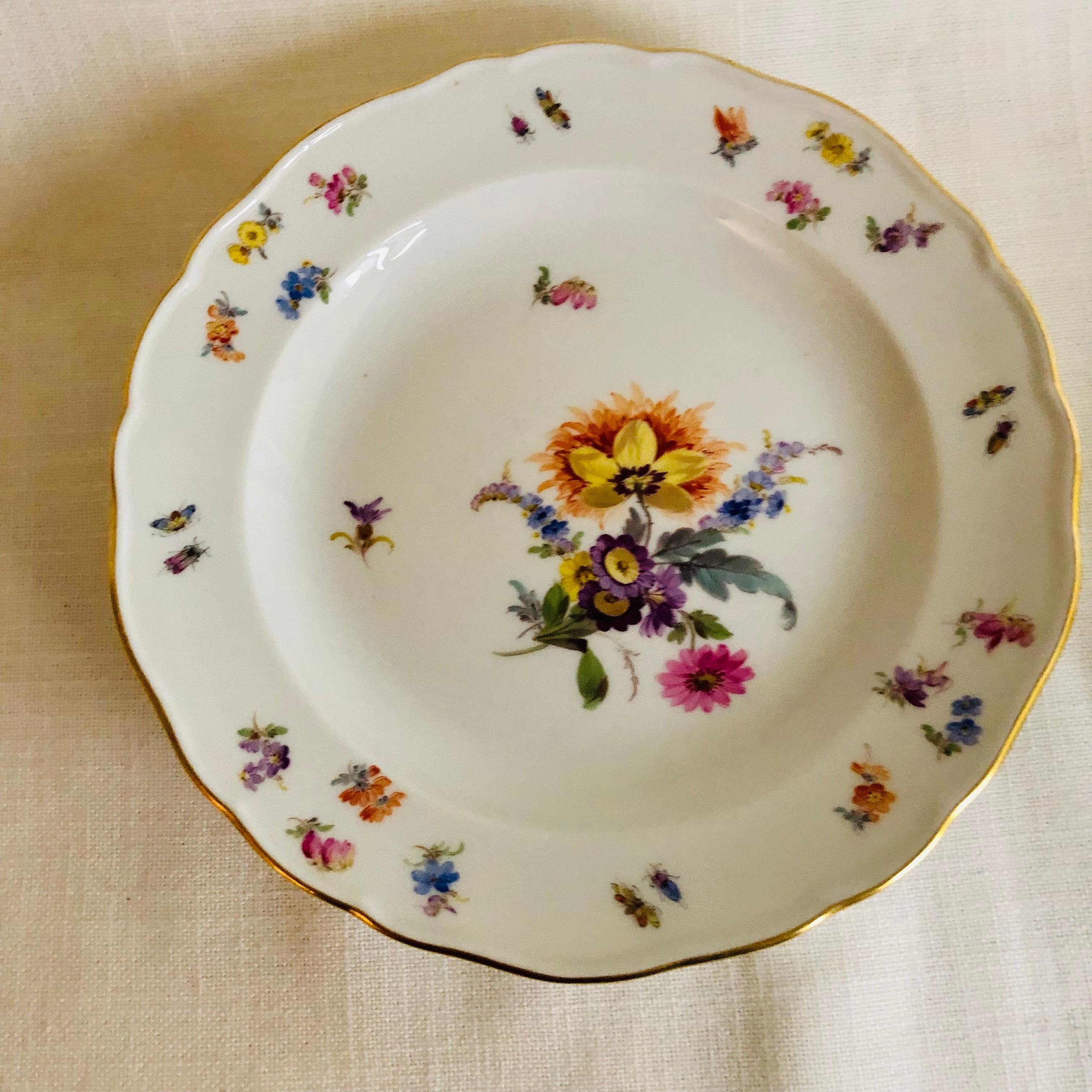 Set of Eight Meissen Dessert Plates Each Painted with a Different Flower Bouquet For Sale 2