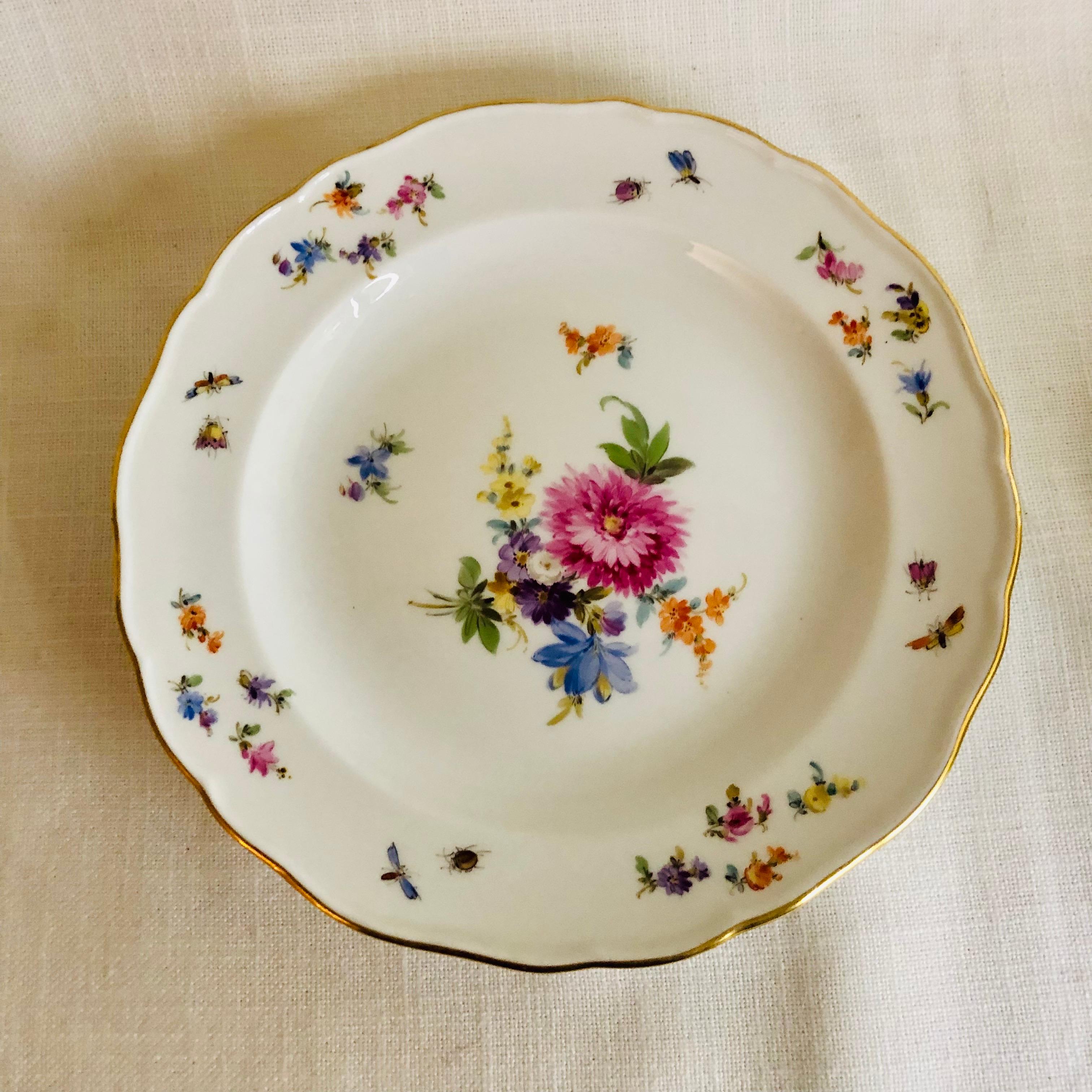 Set of Eight Meissen Dessert Plates Each Painted with a Different Flower Bouquet For Sale 1