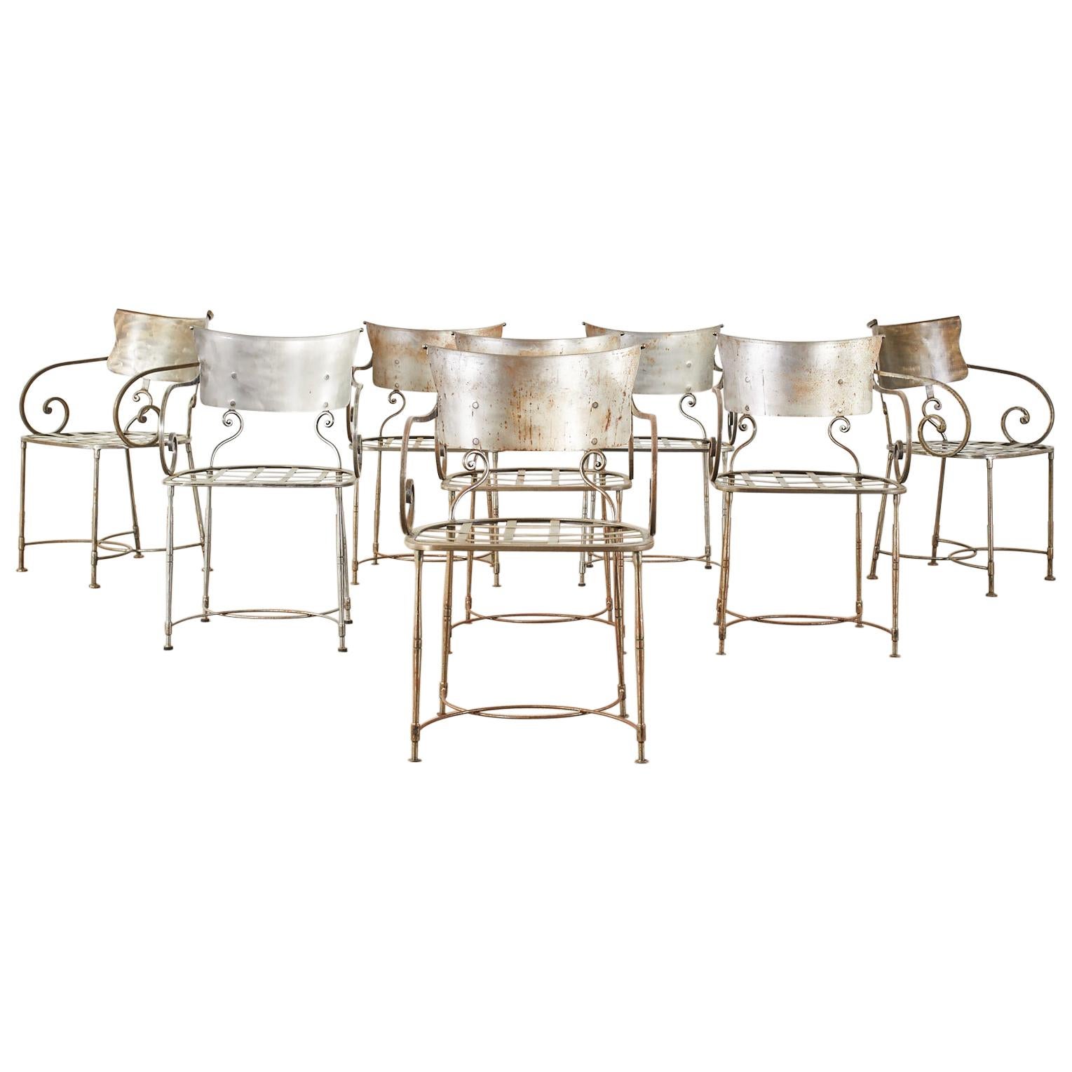 Set of Eight Metal Garden Dining Armchairs by Arhaus For Sale at 1stDibs