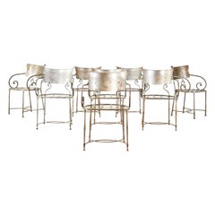 Set of Eight Metal Garden Dining Armchairs by Arhaus