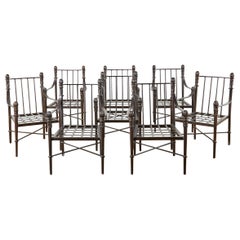 Set of Eight Michael Taylor Bronzed Montecito Dining Armchairs