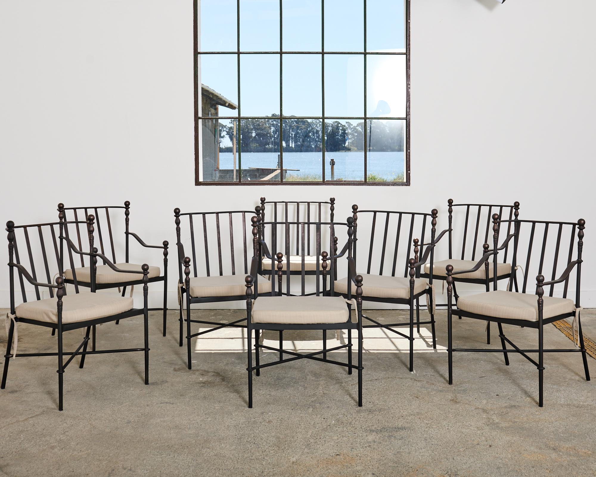 American Set of Eight Michael Taylor Montecito Garden Dining Armchairs  For Sale