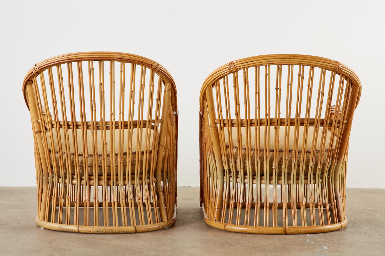 Set of Eight Michael Taylor Organic Modern Bamboo Lounge Chairs 4