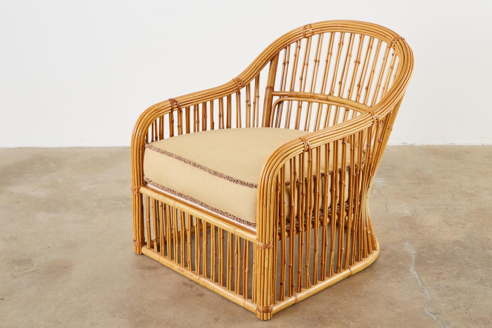 Set of Eight Michael Taylor Organic Modern Bamboo Lounge Chairs 5