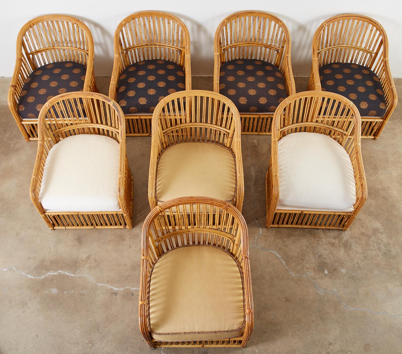 American Set of Eight Michael Taylor Organic Modern Bamboo Lounge Chairs