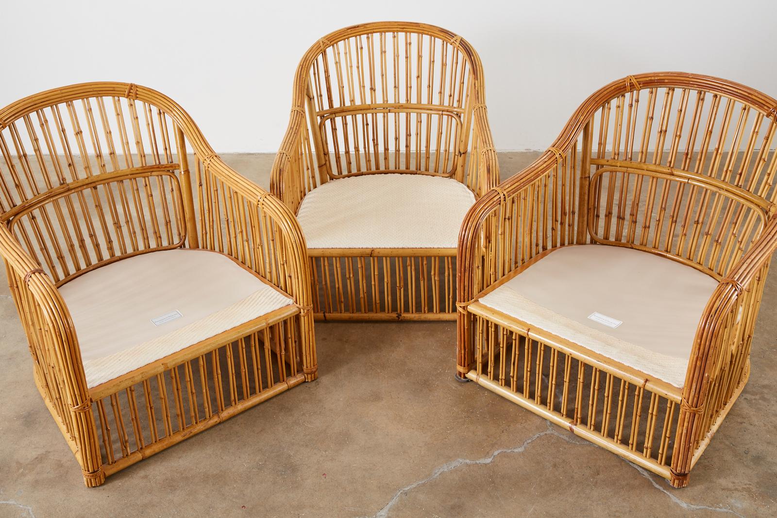 20th Century Set of Eight Michael Taylor Organic Modern Bamboo Lounge Chairs
