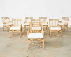 Set of Eight Michael Taylor Style Faux Bamboo Garden Dining Chairs
